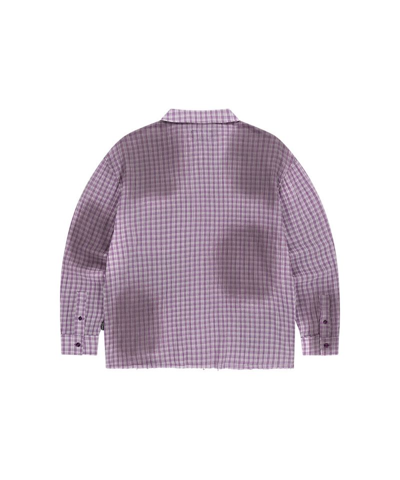SPRAY DYEING CHECK CROP SHIRT