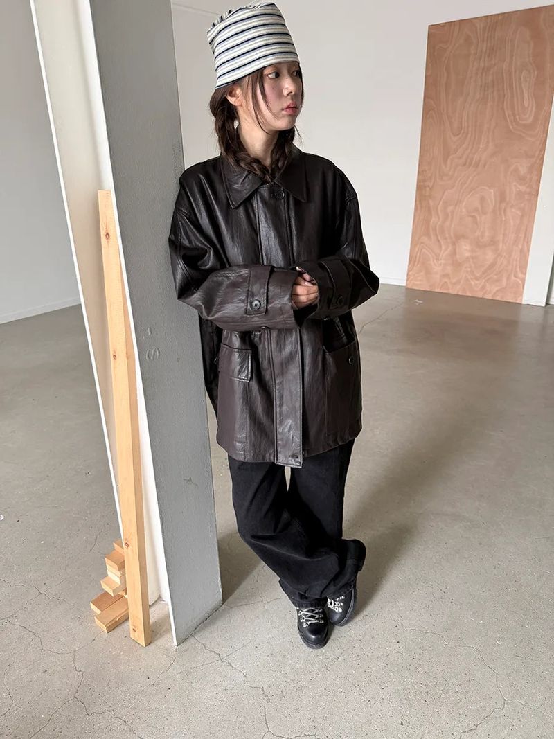 leather half jacket
