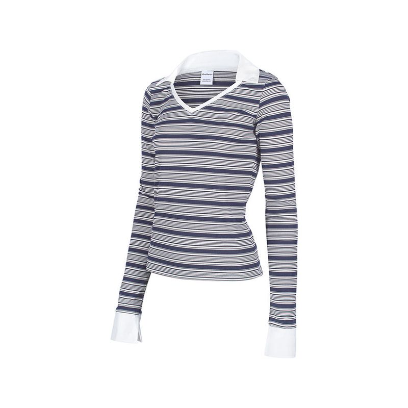 SHIRT LAYERED STRIPE TOP_Navy