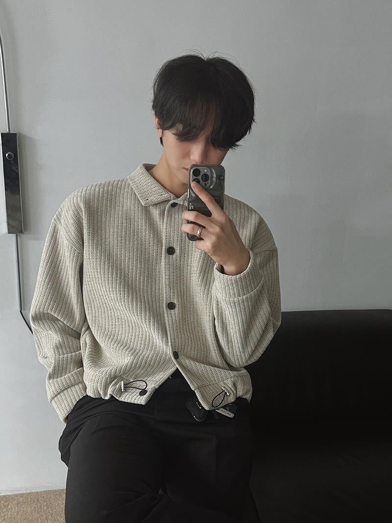 ASCLO String Velour High Neck Cardigan (3color)