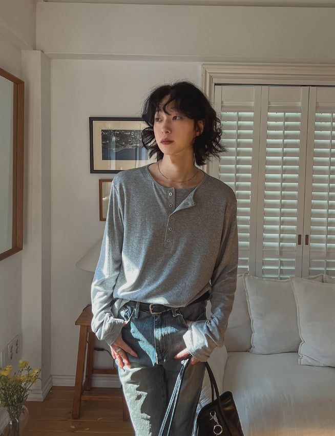 ルージュ レイヤード ヘンリーネック ロングスリーブ Tシャツ