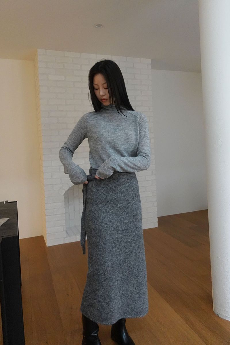 m.o.k(モク)の「vase knit wrap skirt (2C)(Skirts)」