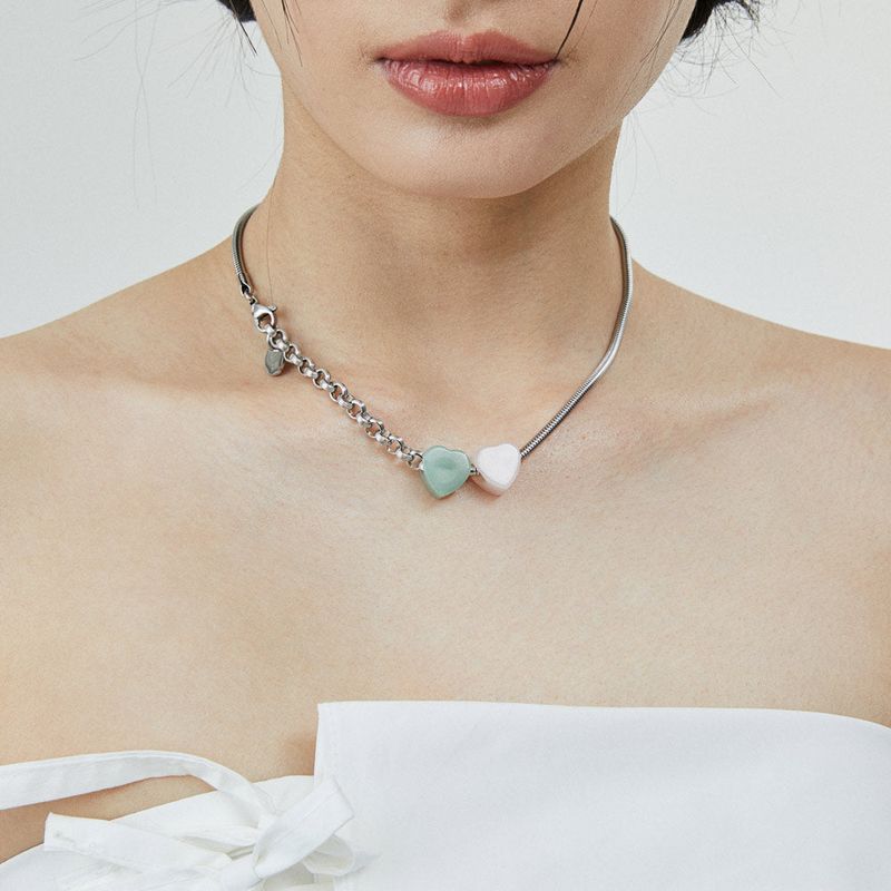 Heart snakechain necklace-mix