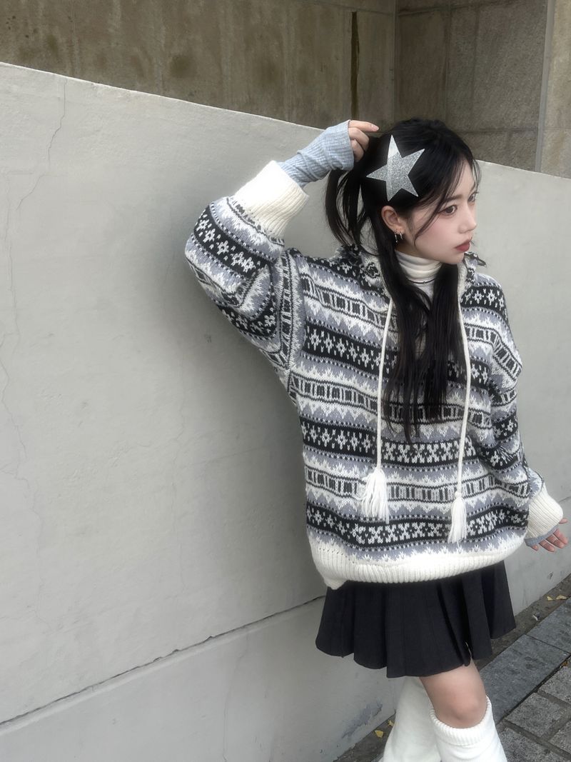 Igloo hooded long knitwear
