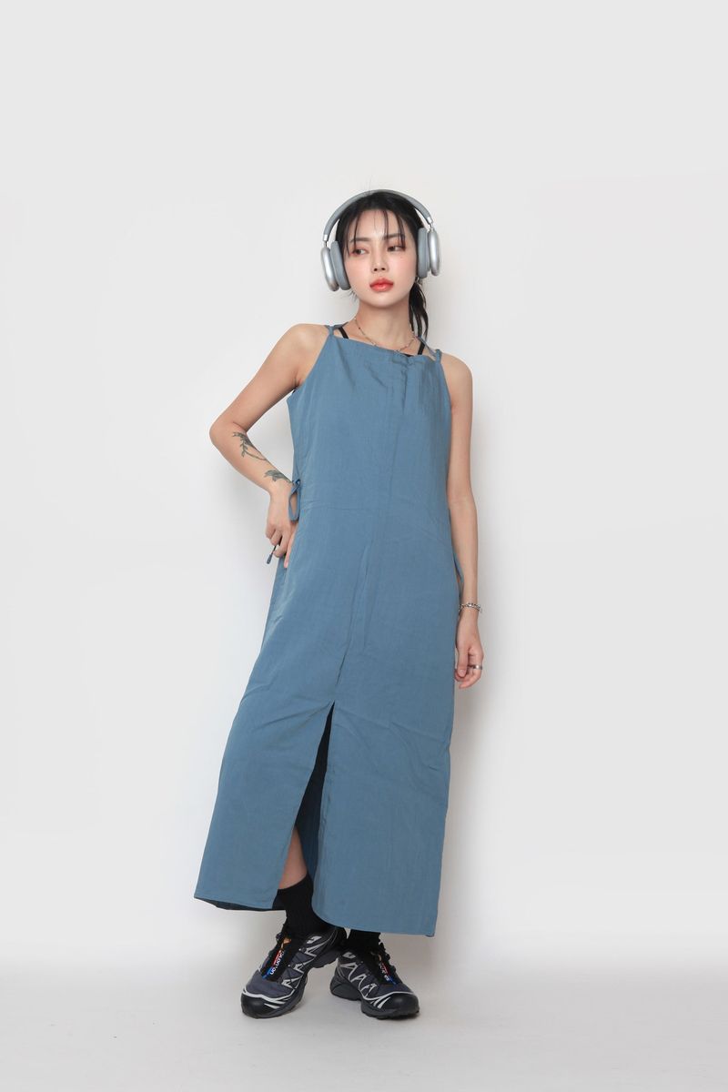 long slit sleeveless dress