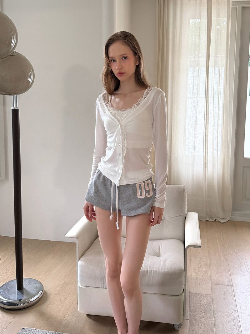 Cream donuts sheer cardigan, Mint Gray