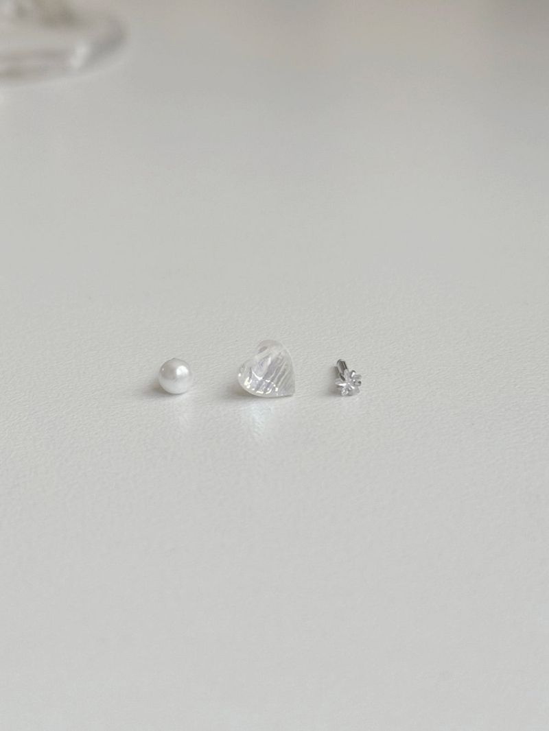 [3 set] shy pearl heart piercing set
