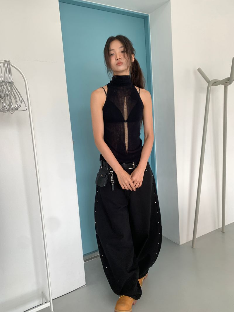 SEE-THROUGH HALTER SLEEVELESS (4C)