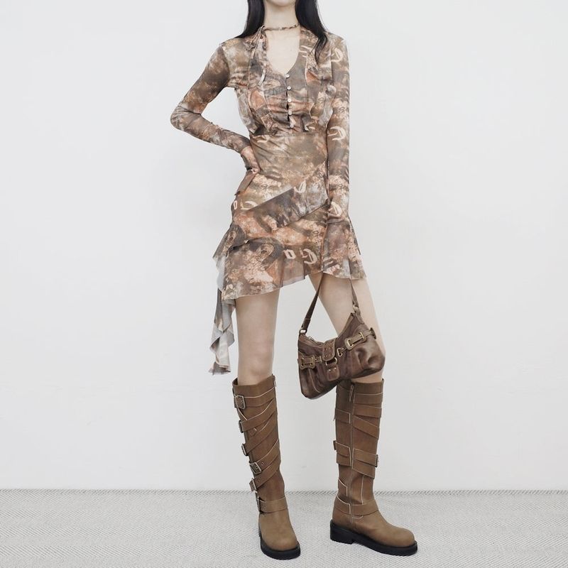 micello buckle long boots