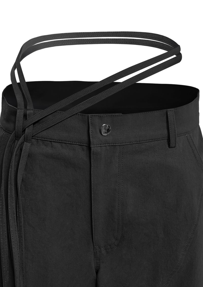 PELVIC STRAP CURVED PANTS . BLACK