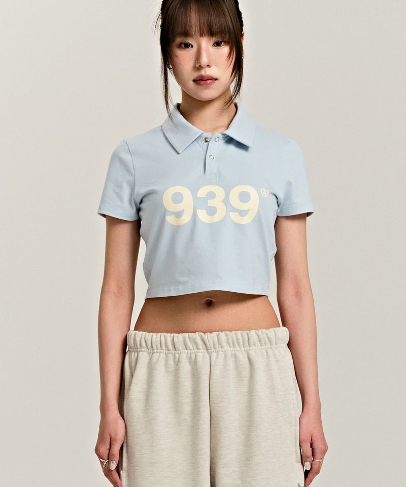 ARCHIVE BOLD（アーカイブボールド）の「939 LOGO COLLAR CROP TOP (SKY BLUE)（Tops）」