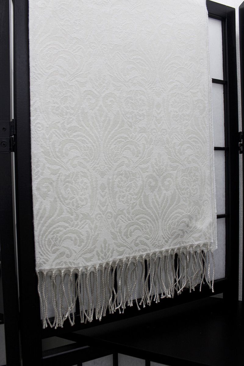 百合 Oriental paisley muffler (White)