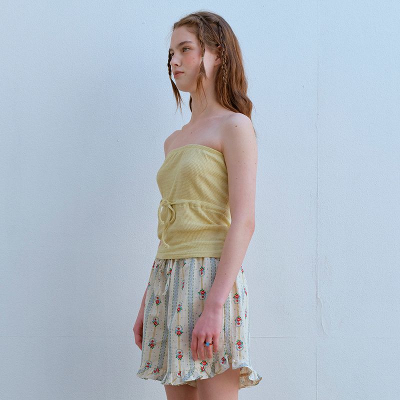  WAFFLE TUBE TOP, YELLOW PEAR