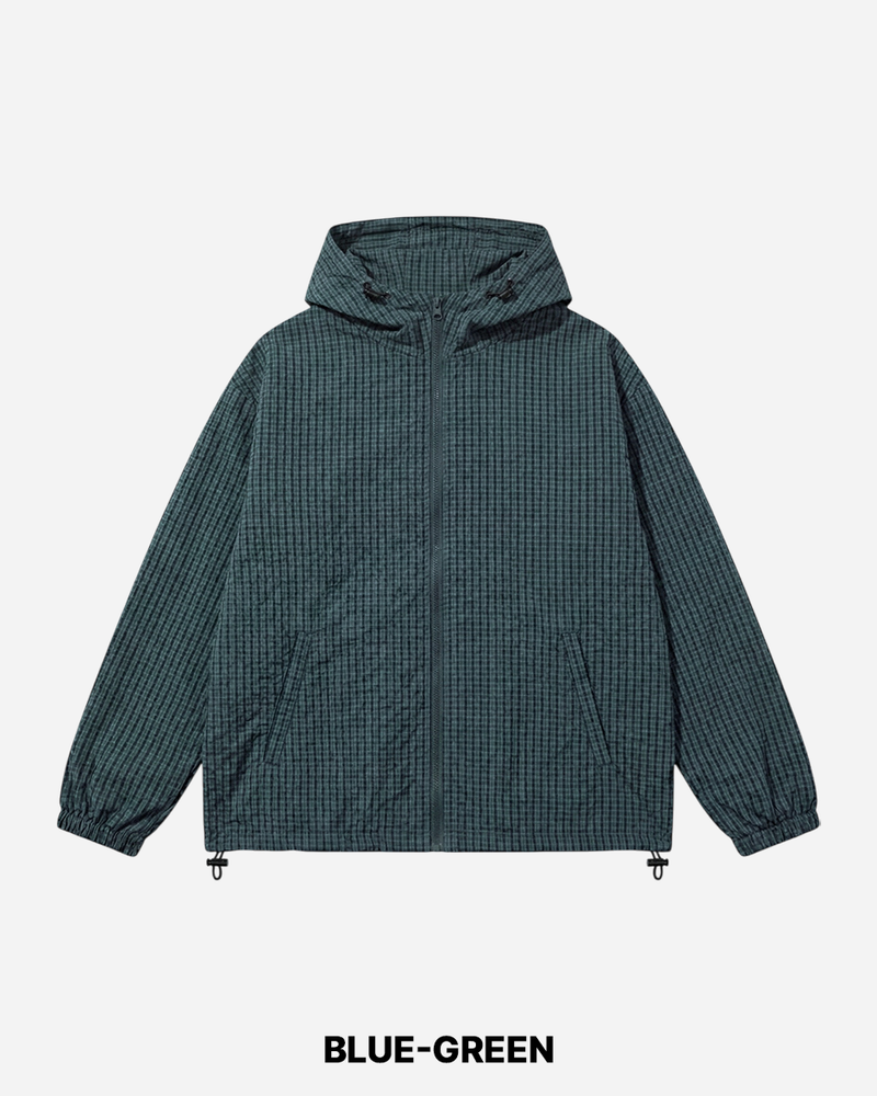 Burnt Check Hood Windbreaker