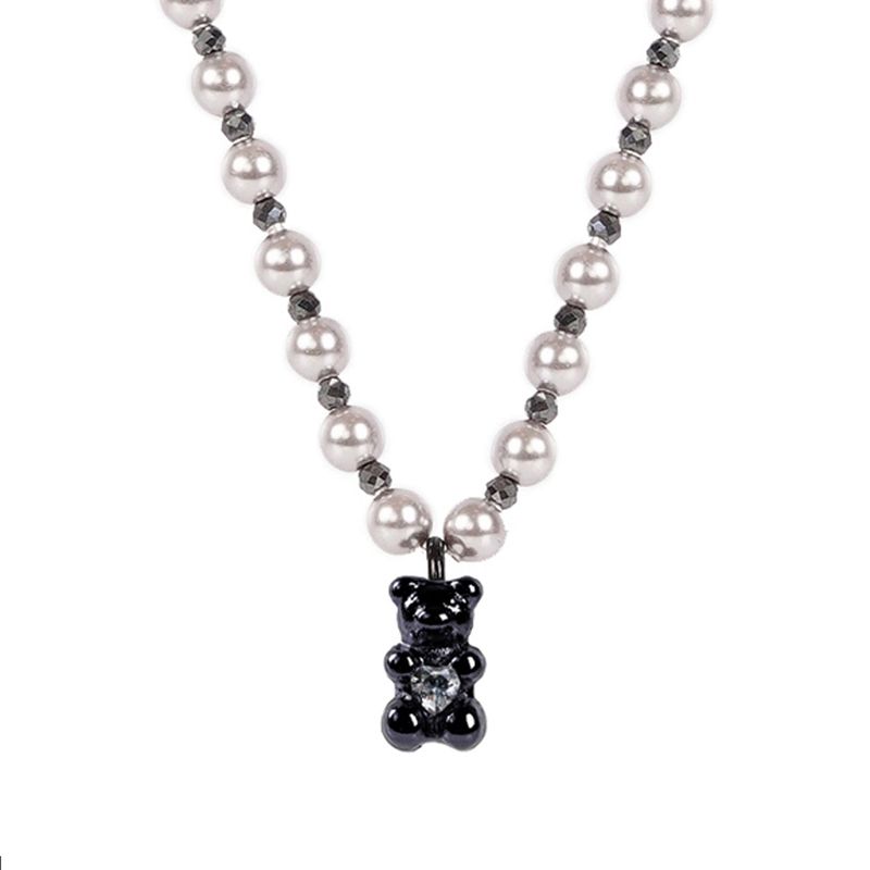 Petit Bear Grey Pearl Hematite Necklace_Black