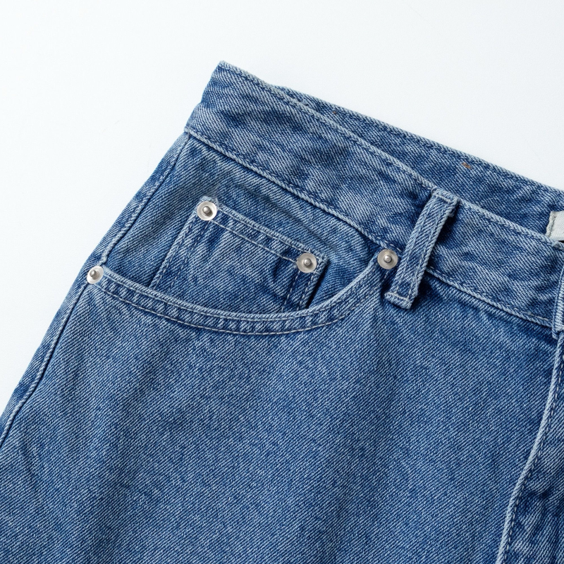 denim frill bermuda pants