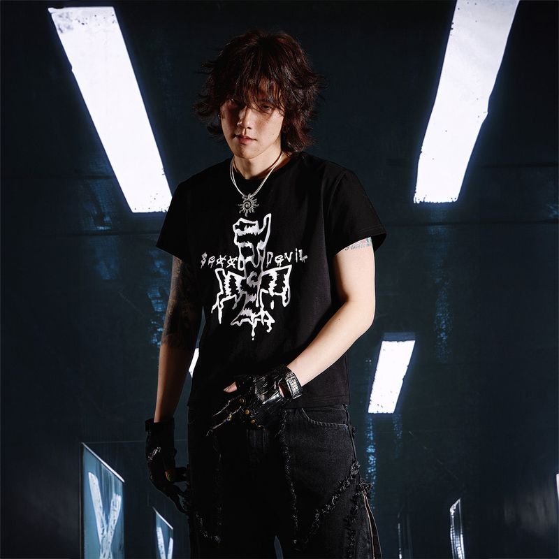 SEXXDEVIL Cross print short sleeves