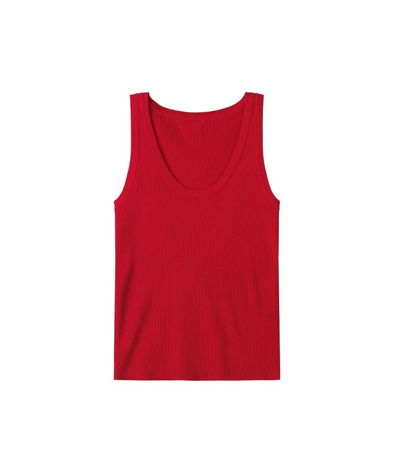 U NECK SLIM SLEEVELESS KNIT TOP (RED)