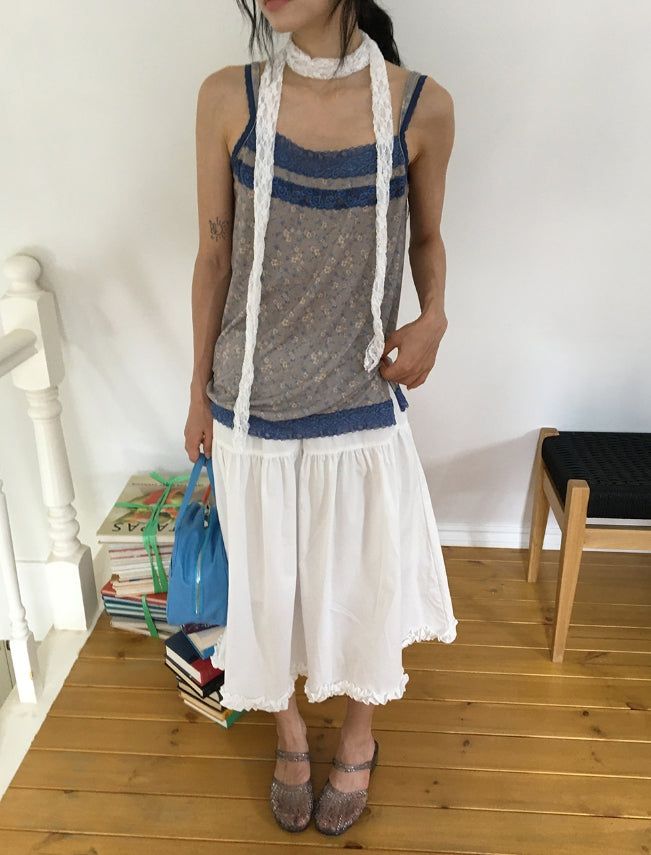 Diez Lace Flower Layered Sleeveless