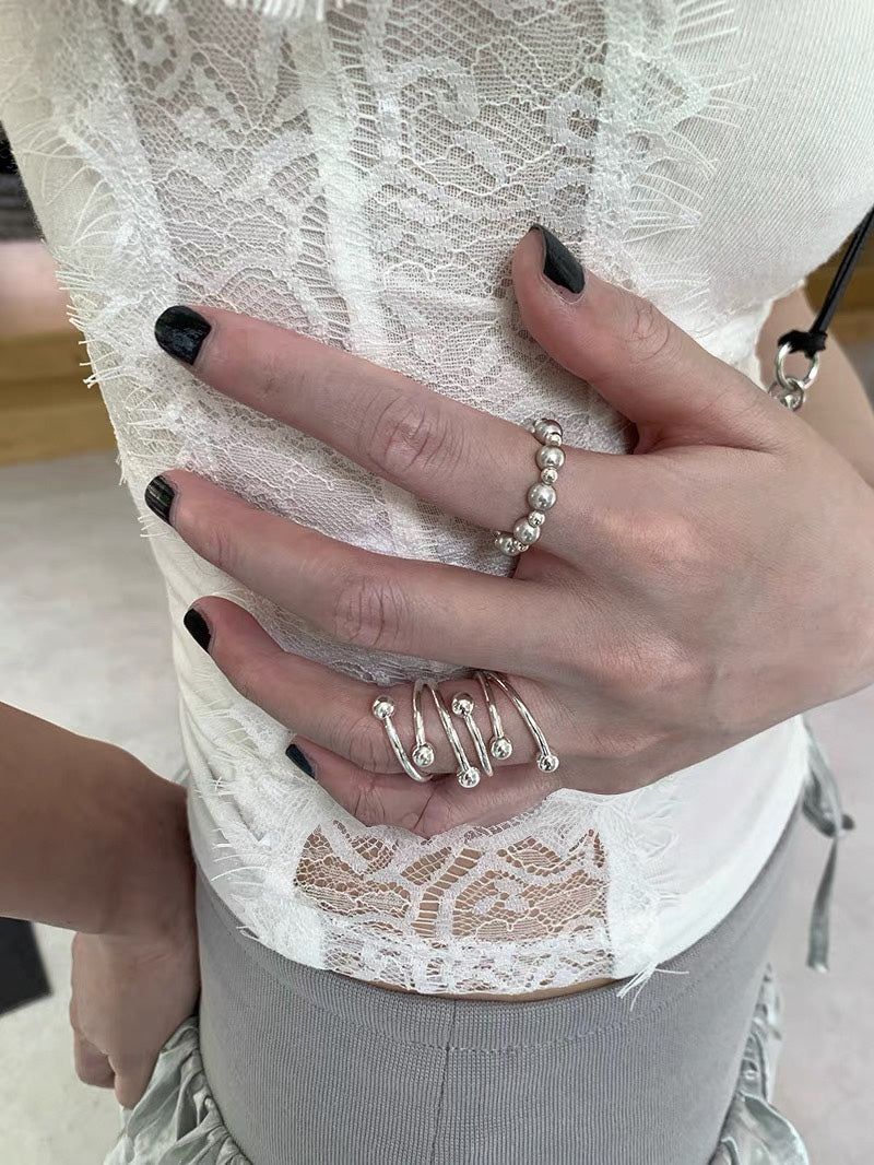 3silver balls silver ring(1pcs)
