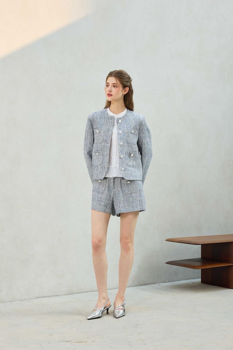 CHERISH TWEED SHORTS PANTS / SKY BLUE