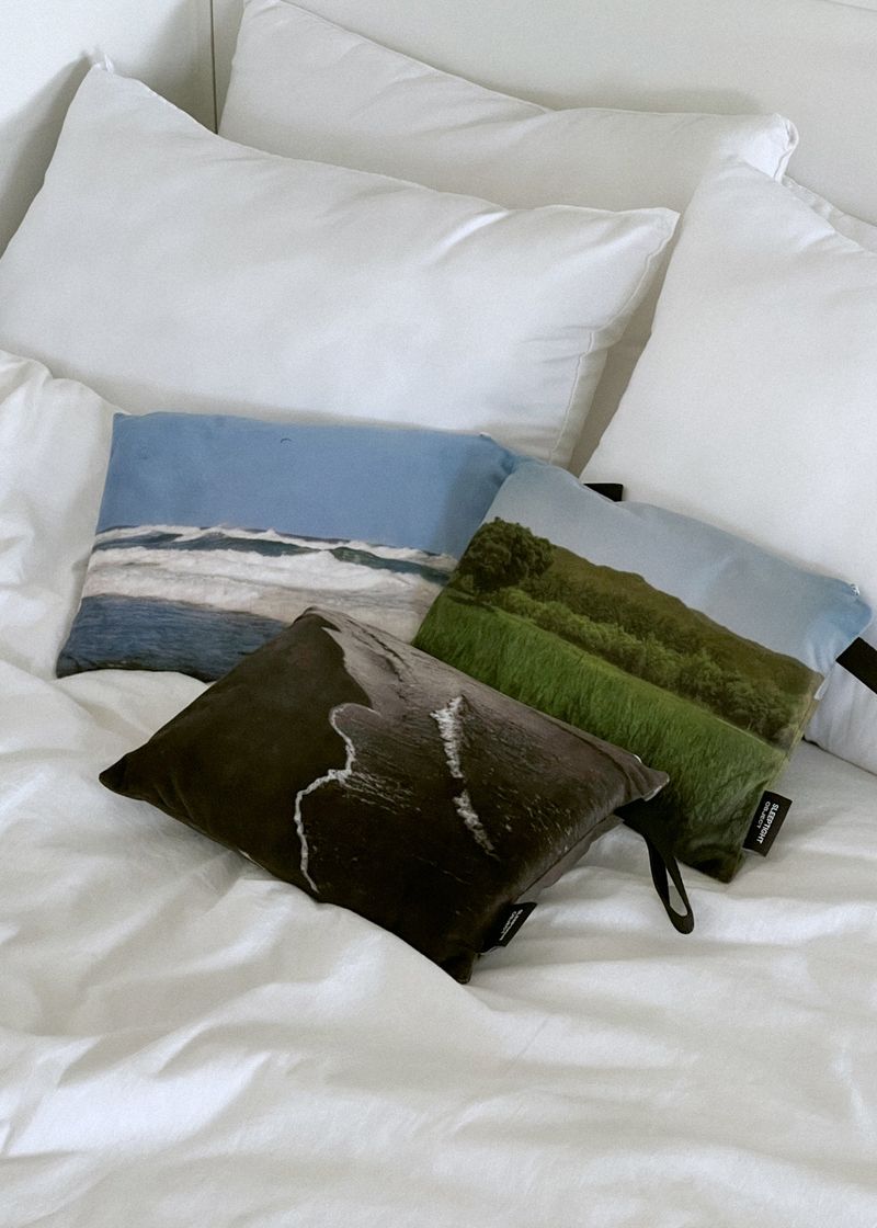 nature pillow blanket - mono seaside