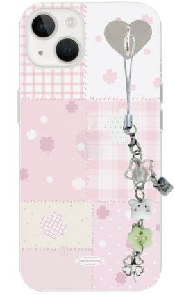 Key Charms SET) Lucky Four Leaf Clover Matte iPhone Phone Case