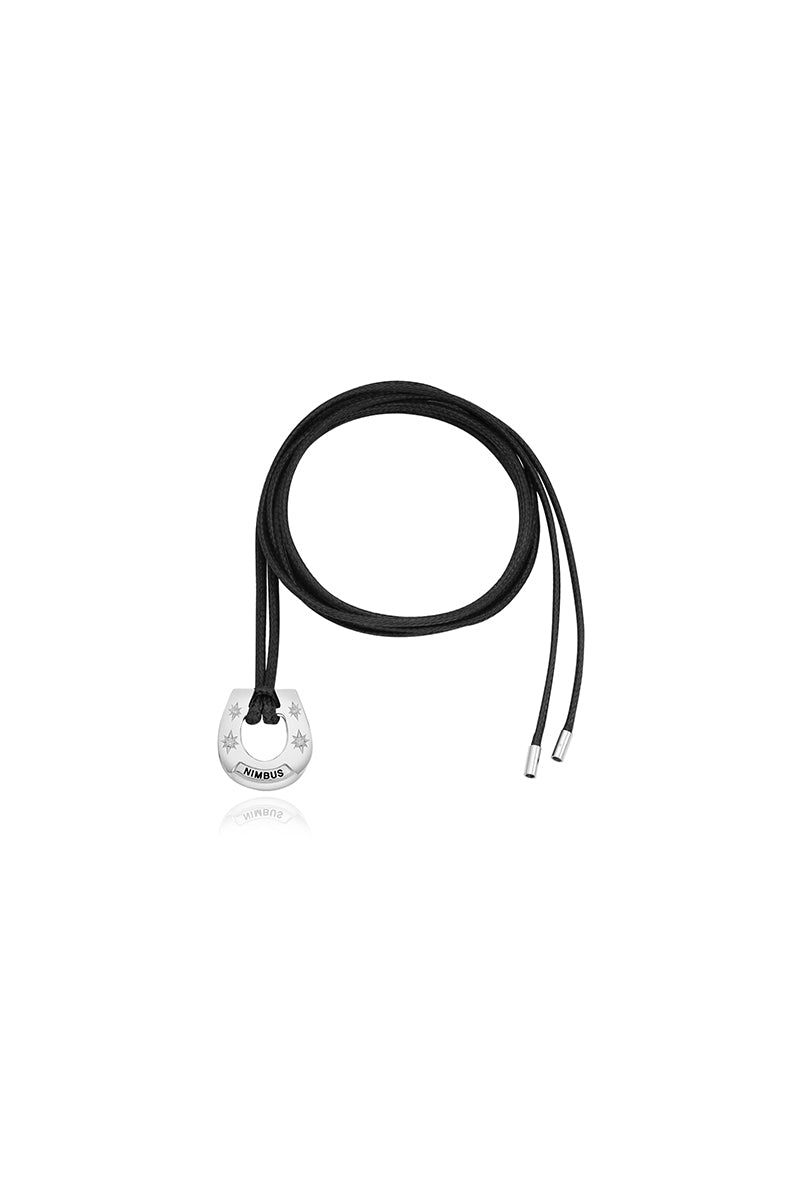 Sparkle Horseshoe Leather Necklace(BK)
