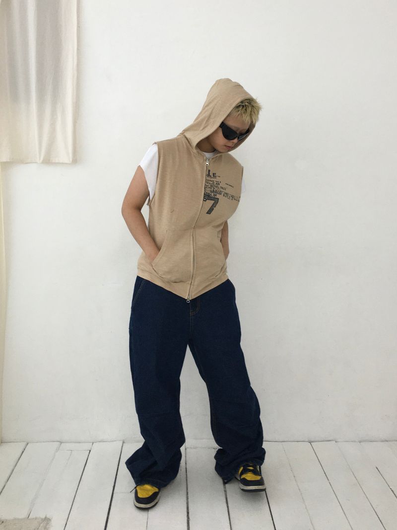 Vintage Hooded Vest(4c)