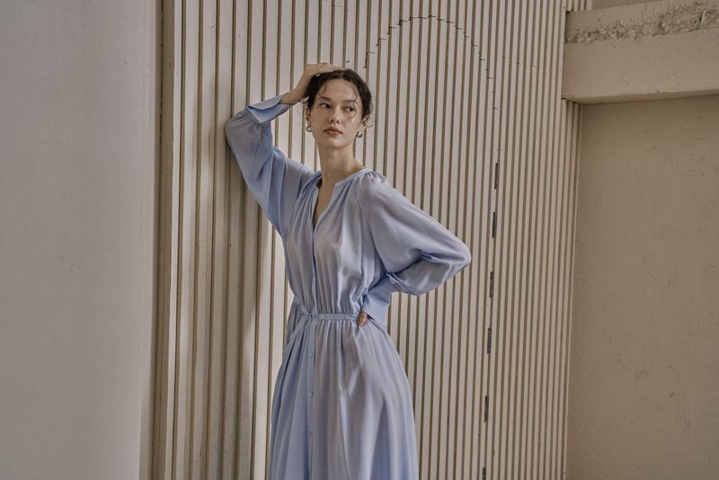MYTHIC DRESS_BLUE GRAY