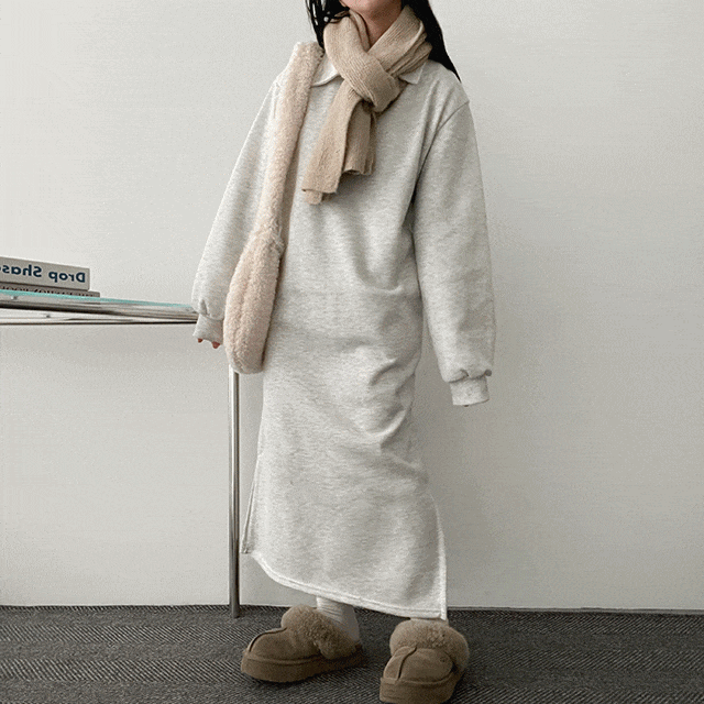 hijjoo（ハイチュー）の「[Fleece] Melley collar side slit dress（Dresses）」