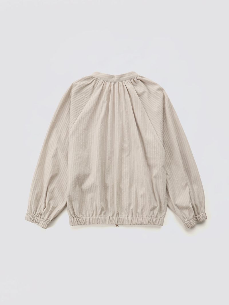 Shirring Zip-up Blouse Jumper_Beige