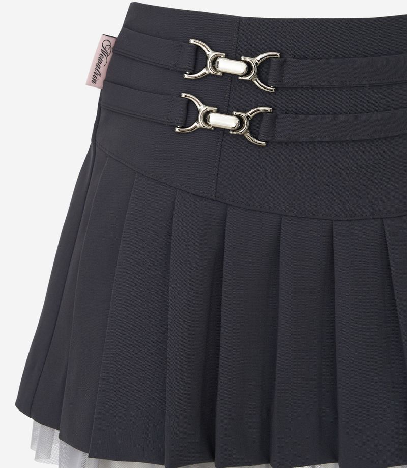 Highteen hook Pleats mini Skirt