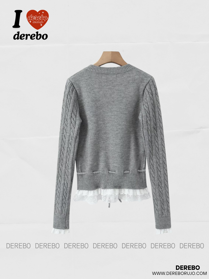 Under frill lace knit cardigan