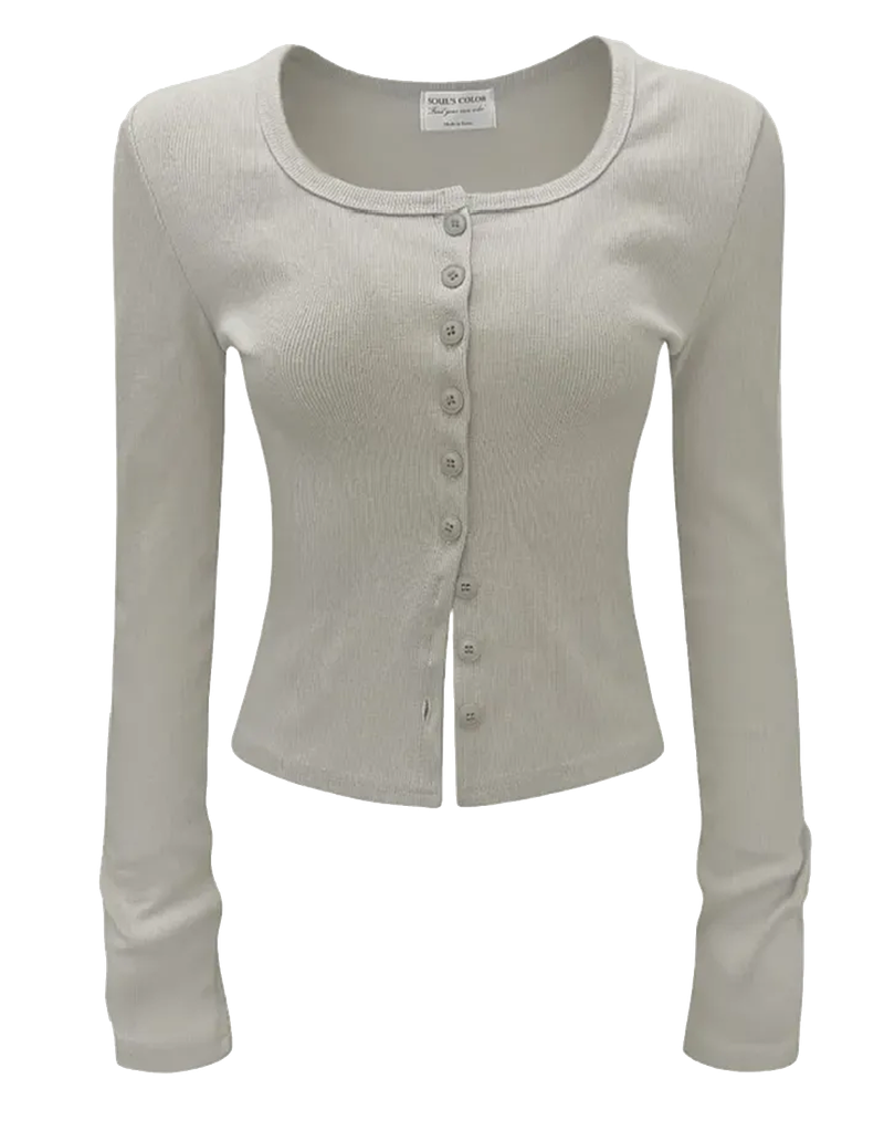 SOUL'S COLOR（ソウルズカラー）の「[MADE] Cotton ribbed button cardigan（Tops）」
