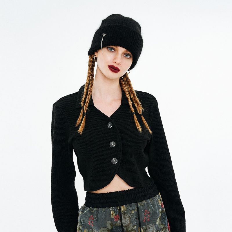Finger Hole Tulip Shirt [Black]