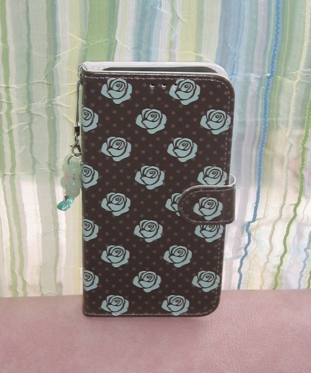 Youth Spirit（ユース スピリット）の「Rose Rose Dot Mint Chocolate Brown Vintage Diary Leather Wallet Phone Case（Smartphone Accessories）」