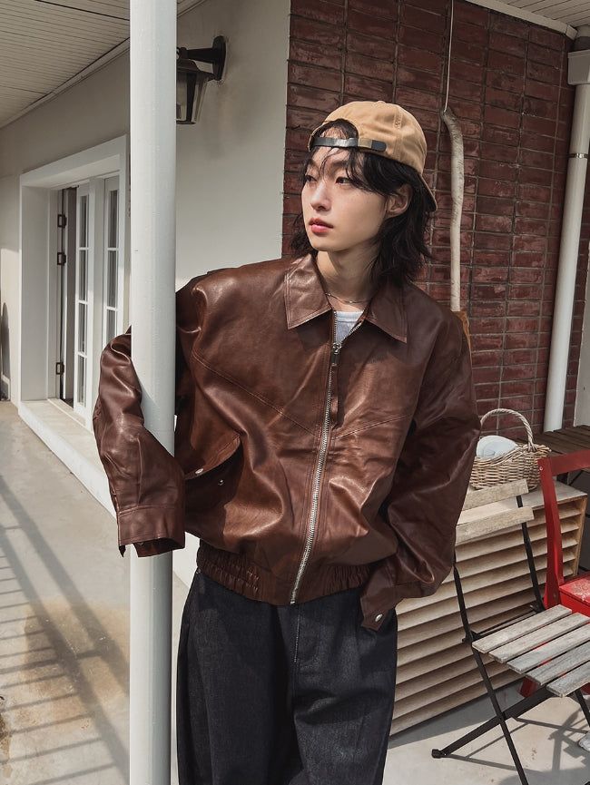 Roine Collar Leather Jacket