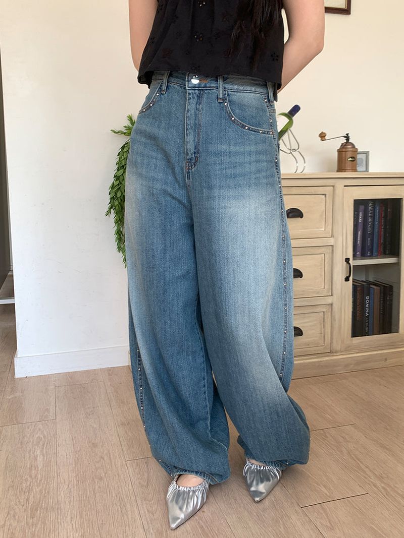 STUD BALLOON WIDE JEANS