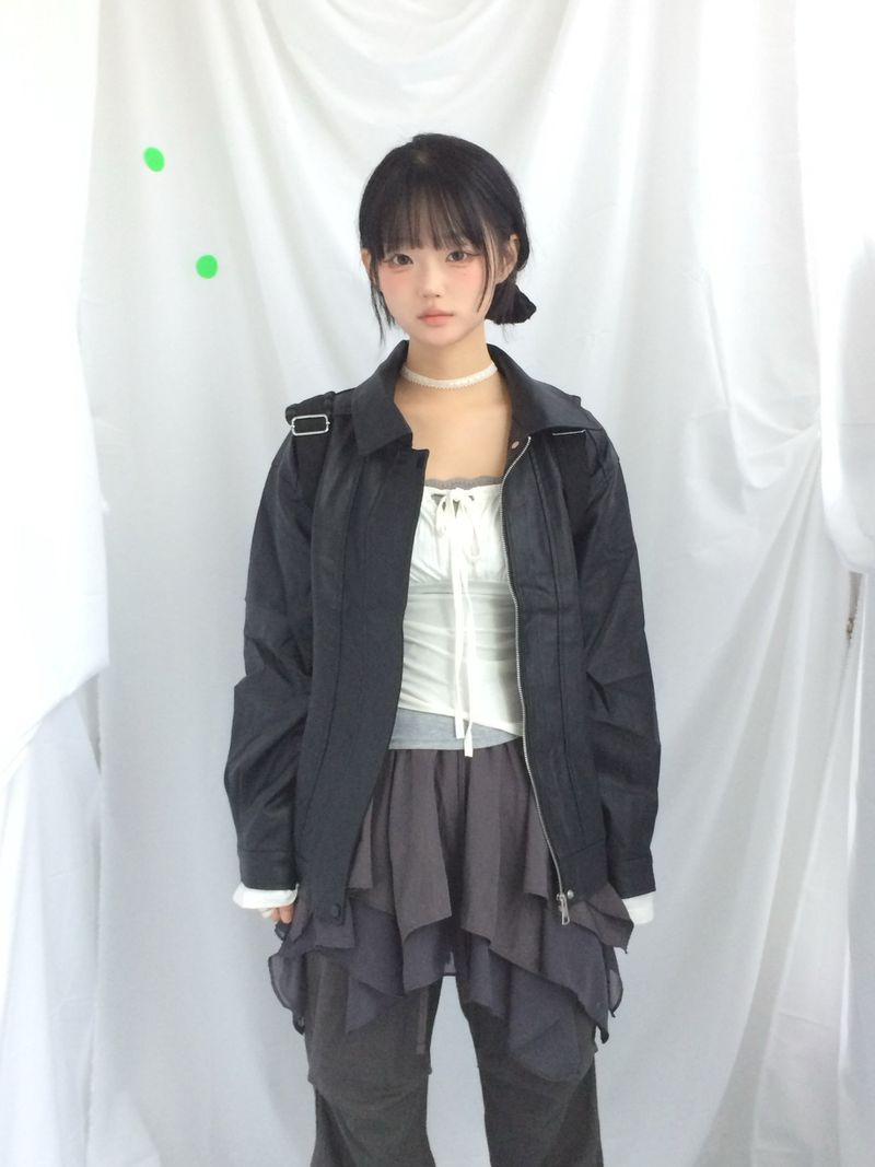 Slim Fit Ribbon Shirring Top