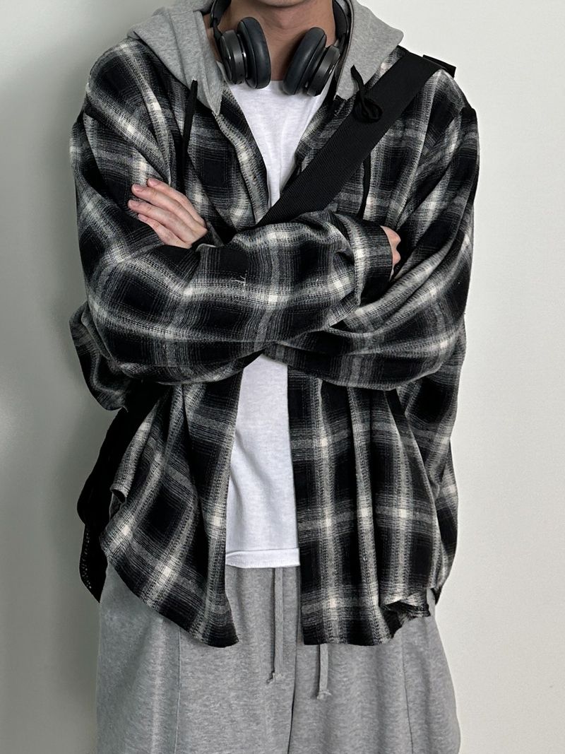 Henri hood over check shirts