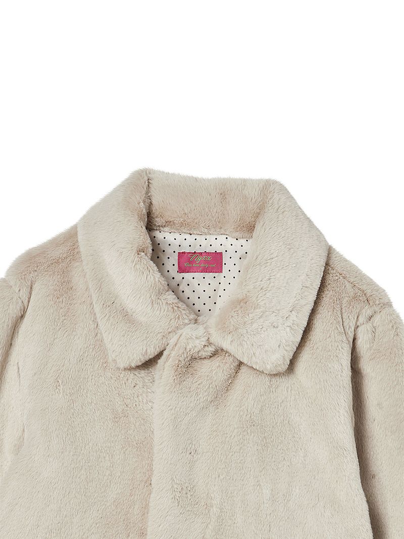 COLLAR FUR JACKET BEIGE