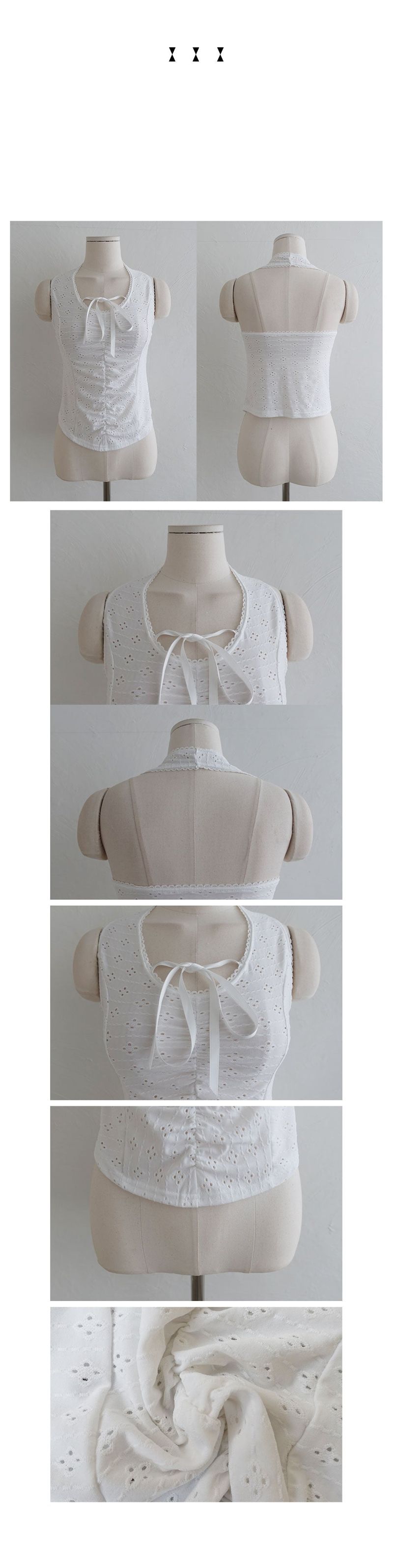 EYELET LACE HALTER TOP