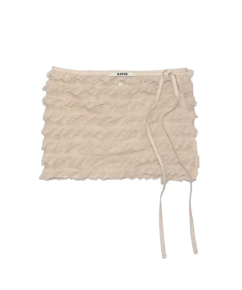 Frilled Mini Wrap Skirt Beige