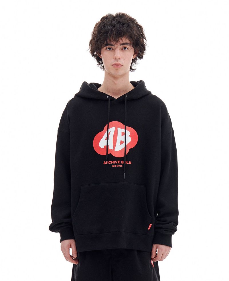 ARCHIVE BOLD(アーカイブボールド)の「RED MOSS LOGO HOOD (BLACK)(Tops)」