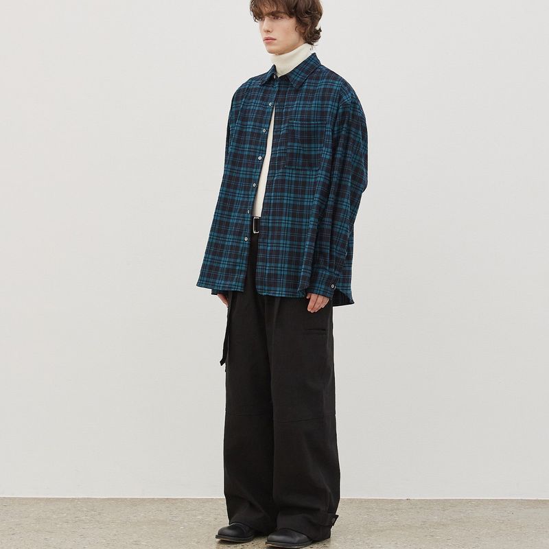 Belted Carpenter Cotton Pants (Black)