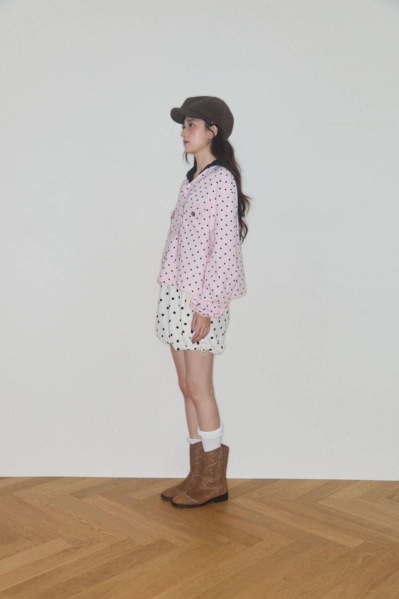 POLKA STAR PATCH SAILOR BLOUSE (PINK)