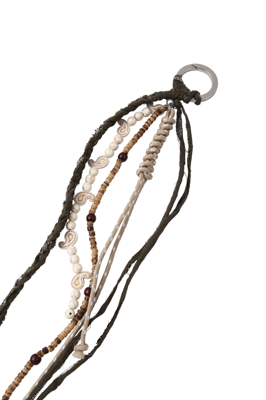 Khaki paisley knotted long key ring