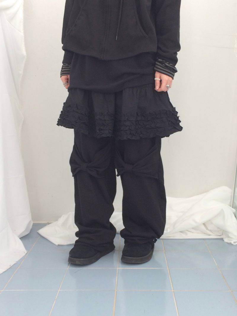 Double ribbon knee-point pants