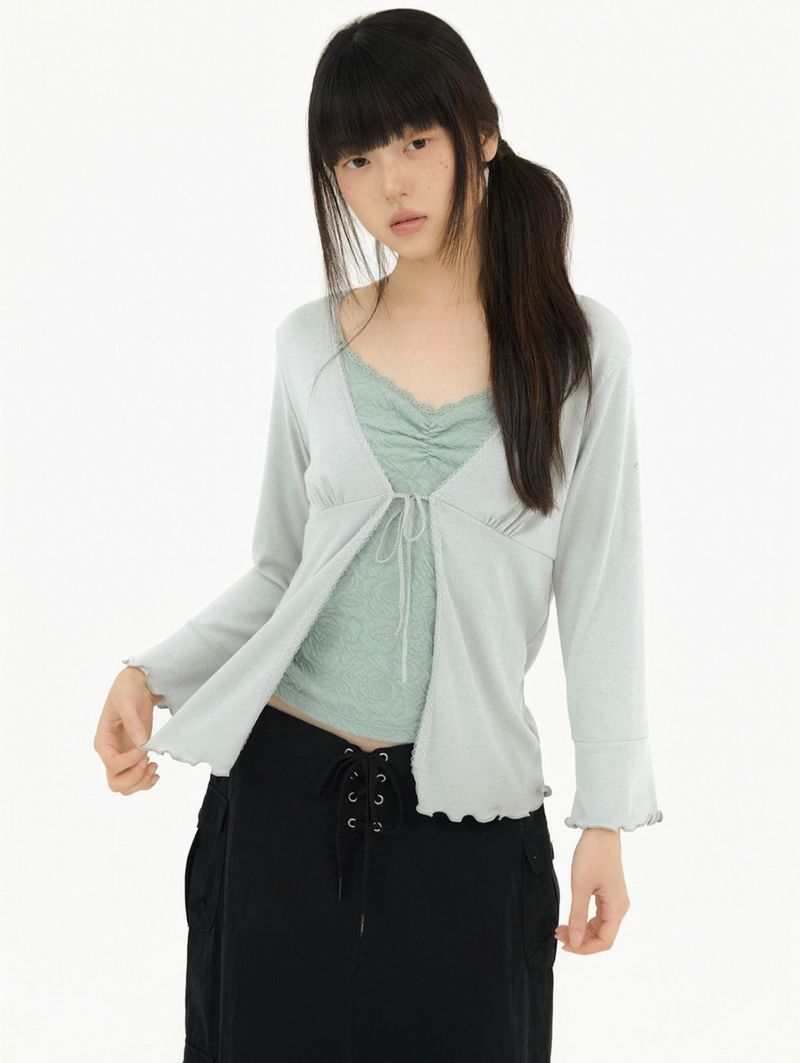FLOWER EMBOSSED SLEEVELESS MINT